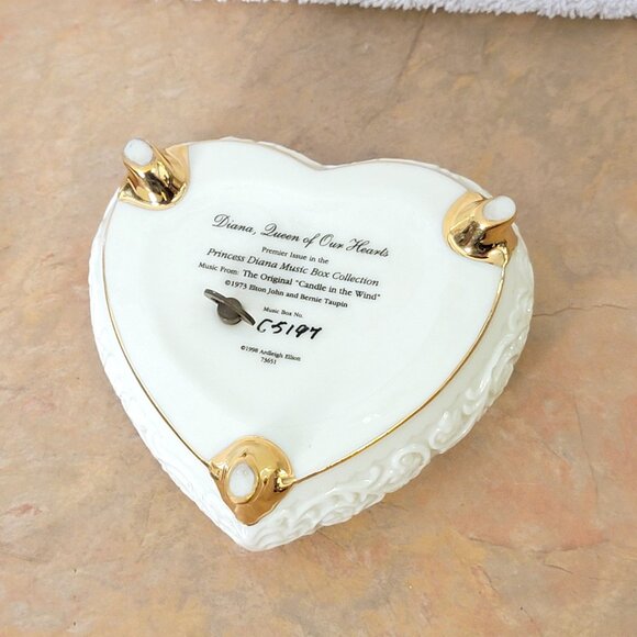Princess Diana Music Box Candle In The Wind Trinket Porcelain Ardleigh Elliott - Picture 6 of 15